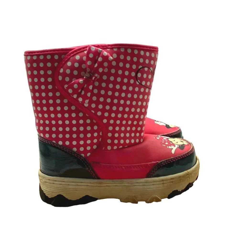 Disney Minnie Mouse Boutique Snow Boots Girl‎ Size XL 11/12 Red Polka Dot Bow